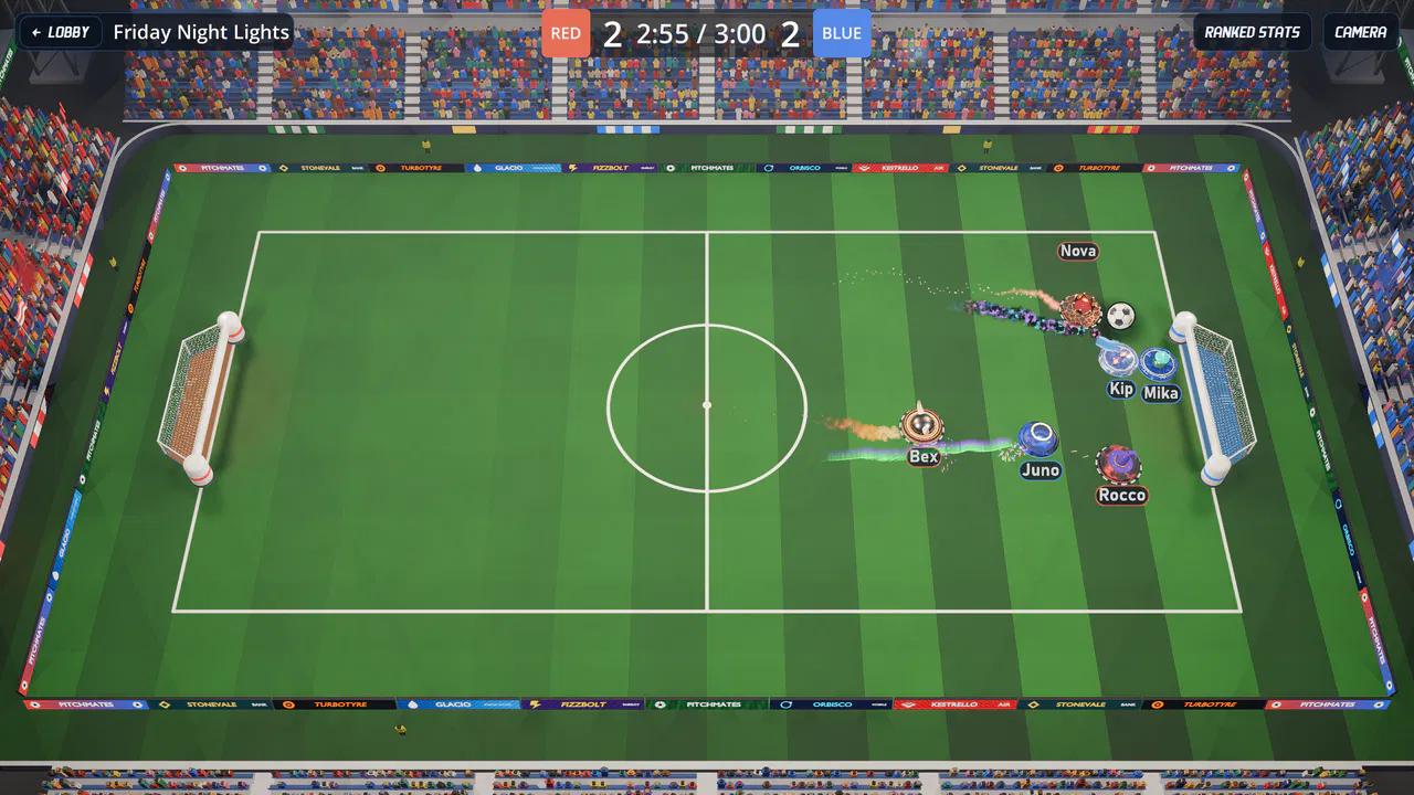 A 3v3 match seen from above